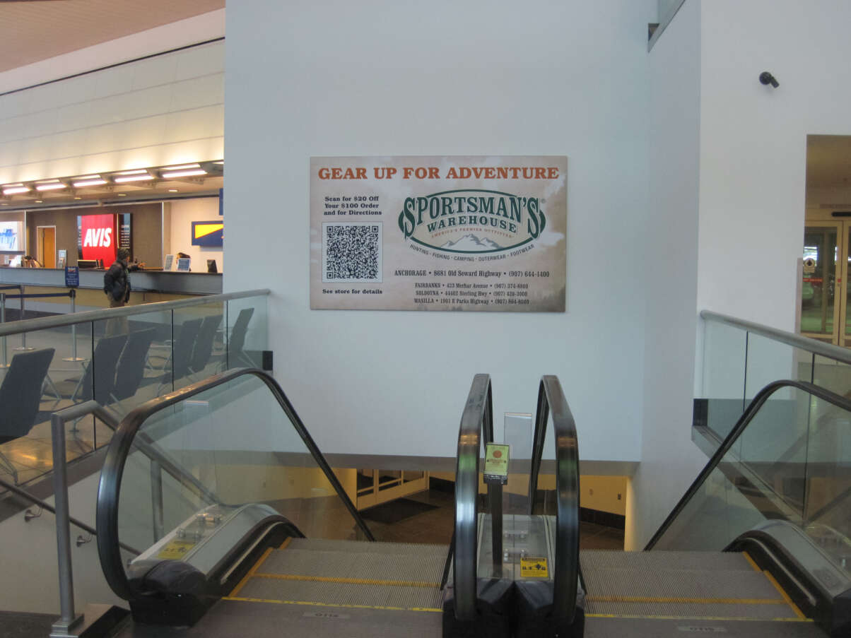 Car Rental Center Escalator Display Alaska Channel