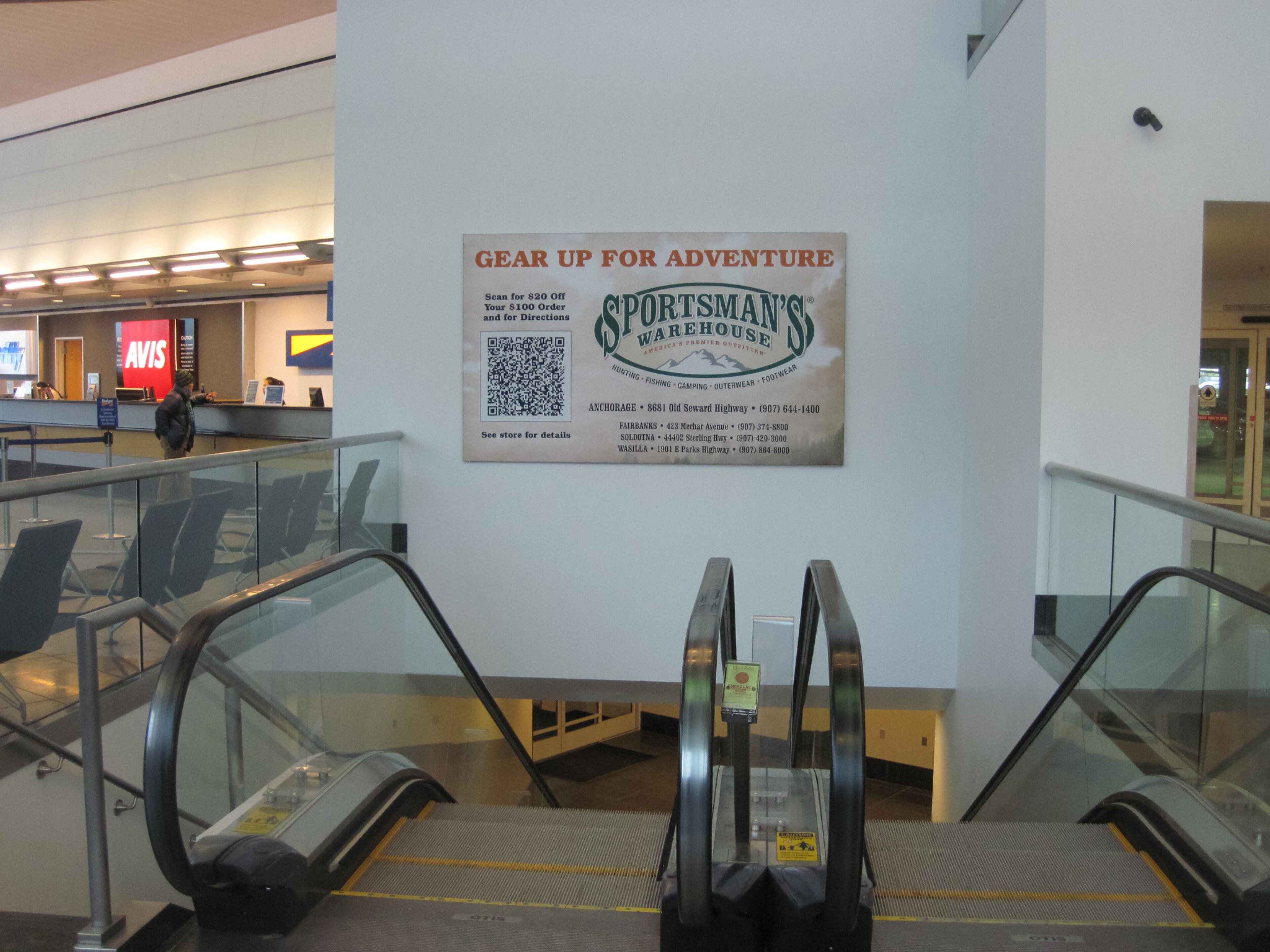 Car Rental Center Escalator Display Alaska Channel